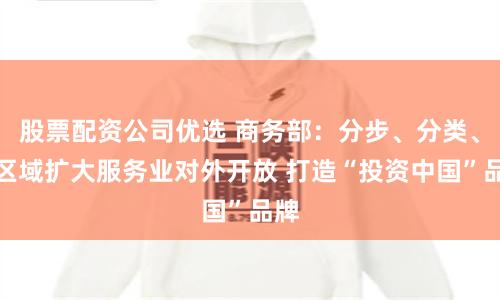 股票配资公司优选 商务部：分步、分类、分区域扩大服务业对外开放 打造“投资中国”品牌